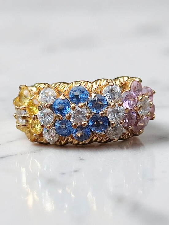 Ross-Simons Jewelry - Ross-Simons Multicolor Sapphire and Diamond 14K Gold Band